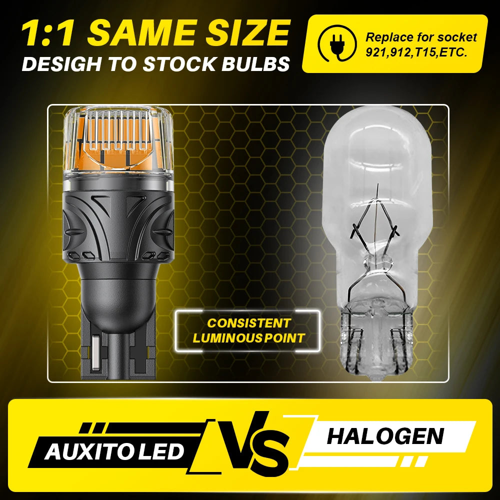 AUXITO T15 W16W Canbus LED | Yellow/White Backup Reverse Bulb 2-Pack
