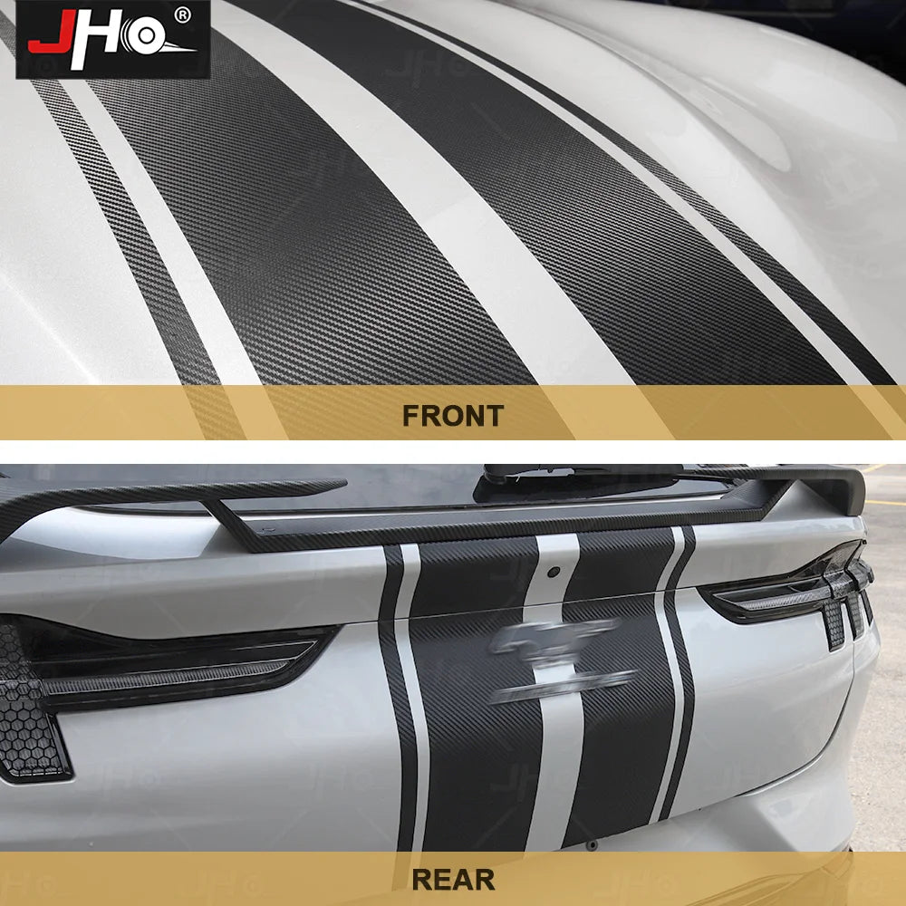 Ford Mustang Mach-E Hood & Body Stripe Decal Kit – 3D Carbon Fiber Vinyl (2021–2023)