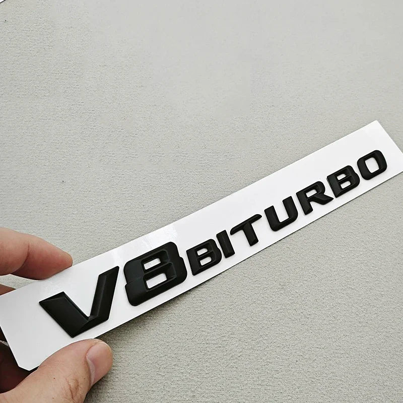 3D ABS Chrome V8 BITURBO Emblem Fender Side Badge for Mercedes-Benz AMG | Decal Sticker