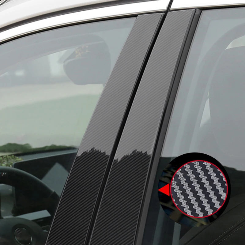 6Pcs Car Window Pillar Posts Door Trims Sticker Black Decal Cover for BMW 1-Series F20 carbon fibre 2012-2019 Car accessories
