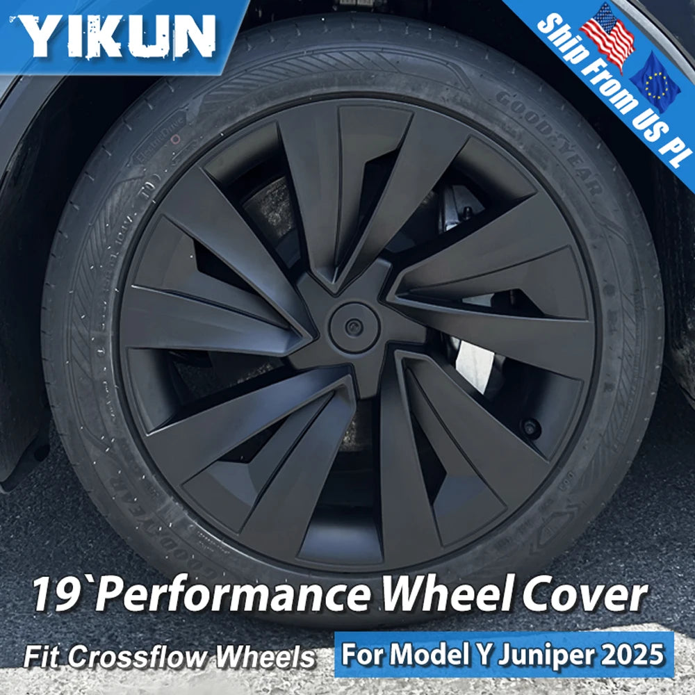 19" Crossflow Hub Cap Wheel Covers for Tesla Model Y Juniper | 4-Piece Performance Replacement Set