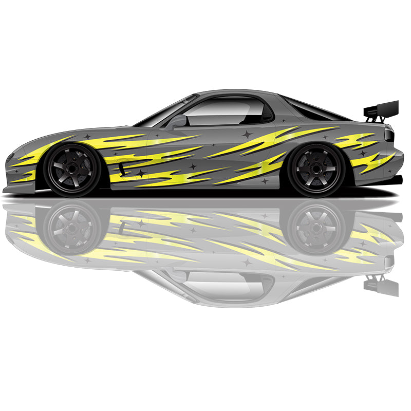 Flame Car Stickers - Modified Racing Car & SUV Side Graphics Decals PVC Custom Accessories