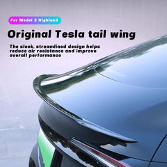 Matte Carbon ABS Rear Trunk Spoiler for Tesla Model 3 Highland Performance (2025) | Boot Wing
