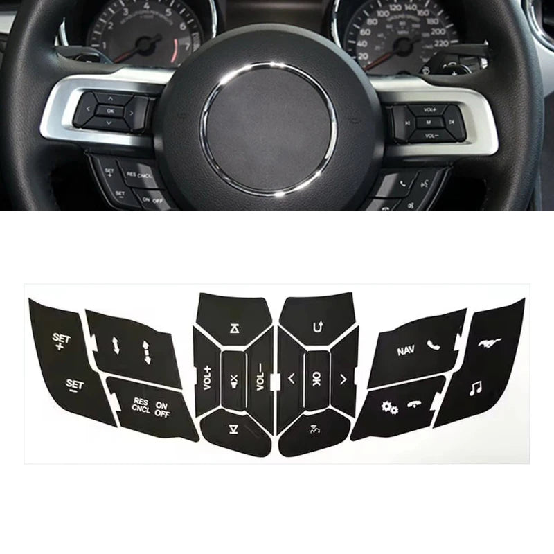 Steering Wheel Button Repair Sticker | 1-Piece Black Vinyl Control Decal for Cars