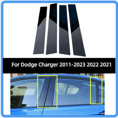 Gloss Black Pillar Posts Window Door Trim for Dodge Charger (2011–2023) | 6-Piece Column Cover