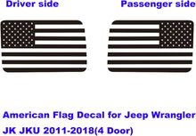 Cargar imagen en el visor de la galería, Jeep Wrangler JK / JKU American Flag Rear Window Decal – Precut Stars &amp; Stripes Back Side Window Sticker (2-Pc Set, 4-Door)