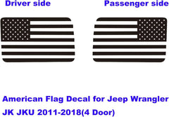 Jeep Wrangler JK / JKU American Flag Rear Window Decal – Precut Stars & Stripes Back Side Window Sticker (2-Pc Set, 4-Door)