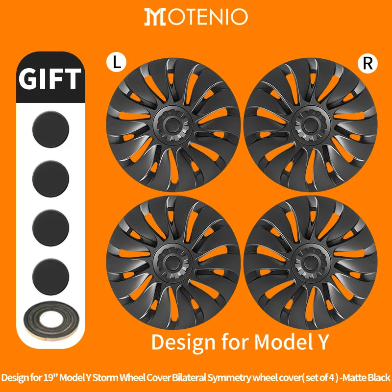 19" Blade Wheel Cover Caps for Tesla Model Y (2020–2024) | 4-Piece Full Coverage Hub Cap Set