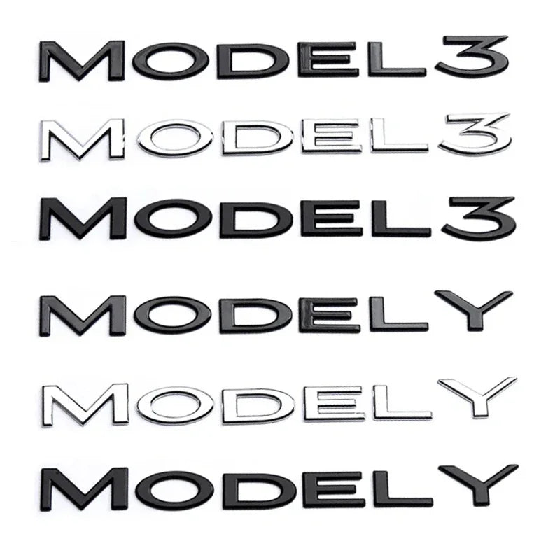 Original 3D ABS Letters Logo For Tesla MODEL 3 Y Car Rear Tailgate Trunk Emblem Badge Decal Stickers Auto Styling Accessories