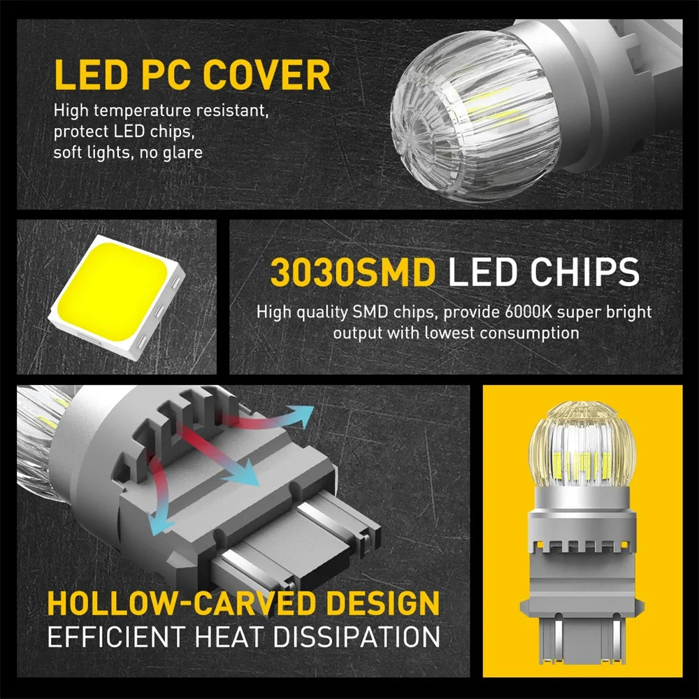 AUXITO T25 3157 P27/7W Canbus LED | 2pc White/Red/Amber Brake DRL