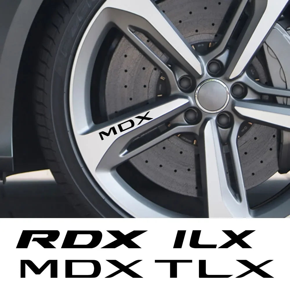 Reflective Wheel Rim Decal Stickers for Acura MDX / ILX / RDX / TLX | 4-Piece Vinyl Film Set