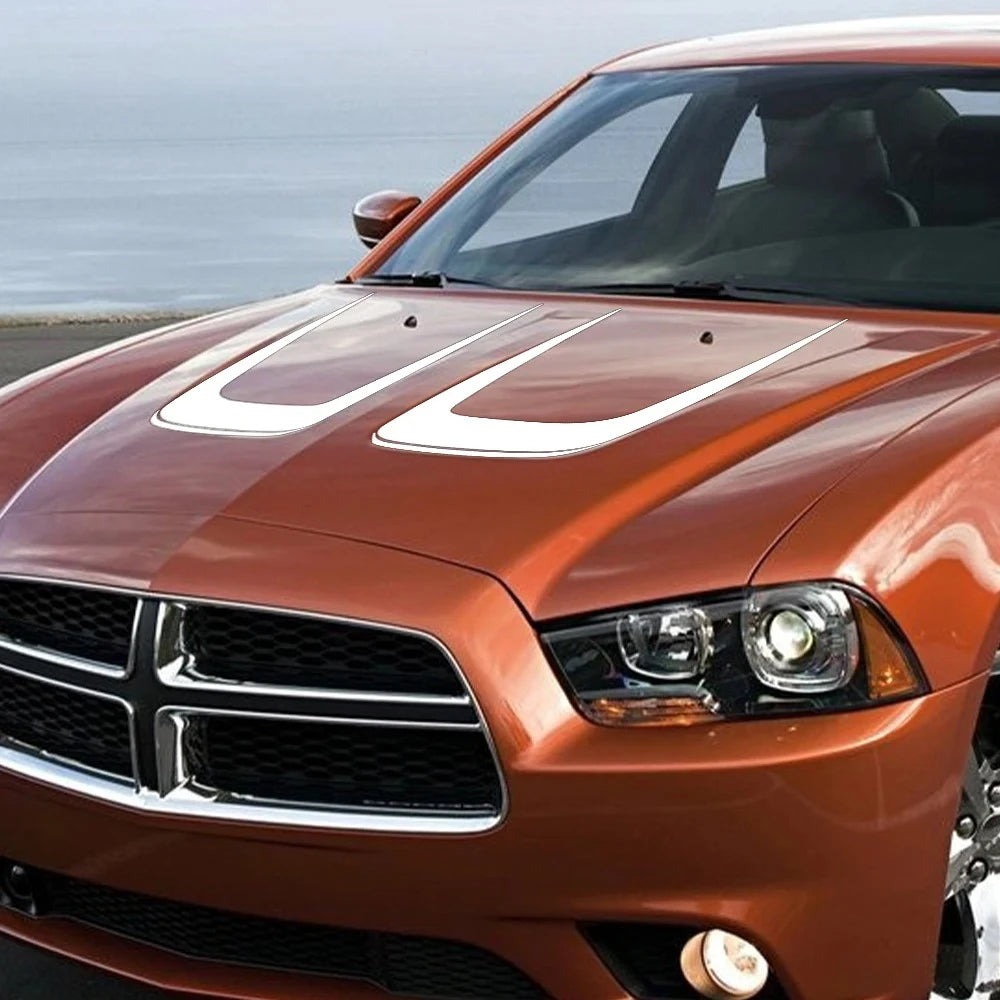 Hood Cover Engine Vinyl Film Sticker for Dodge Charger | 2-Piece Sport Style Decal