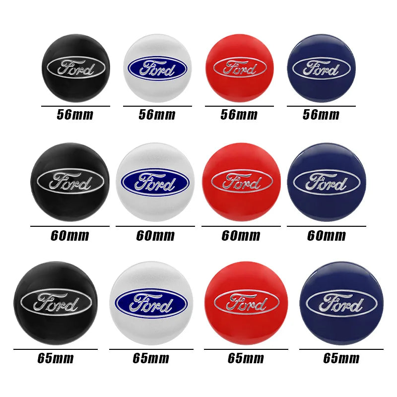 Wheel Center Hub Cap Cover Badge Stickers for Ford F-150 / Focus | 4-Piece 65mm / 60mm / 56mm