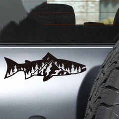 Forest & Fish Outdoor Adventure Decal | SUV, 4x4 & Off-Road Window Graphic Sticker