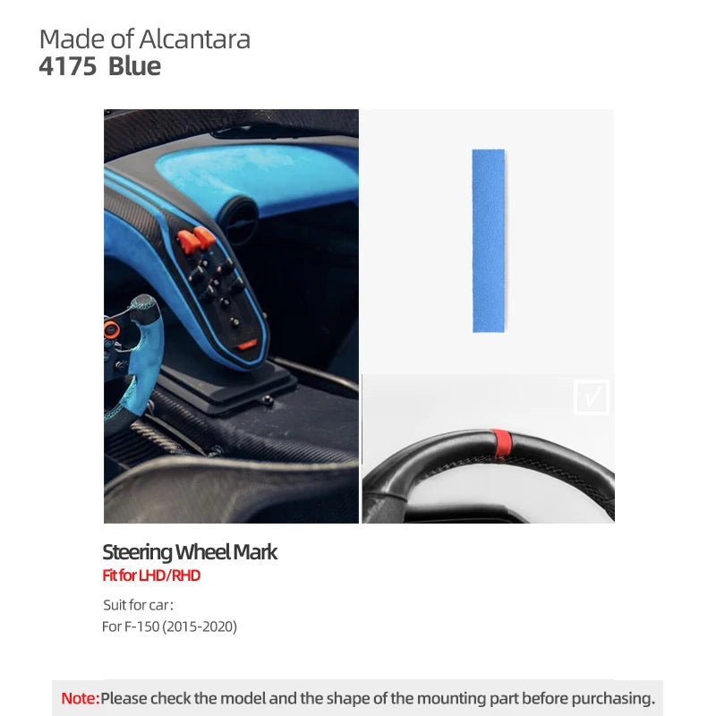 Made of Alcantara For Ford F-150 SVT Raptor 2015-2020 Steering Wheel Center Line Top Marker Trim Sticker Car Interior Accessory