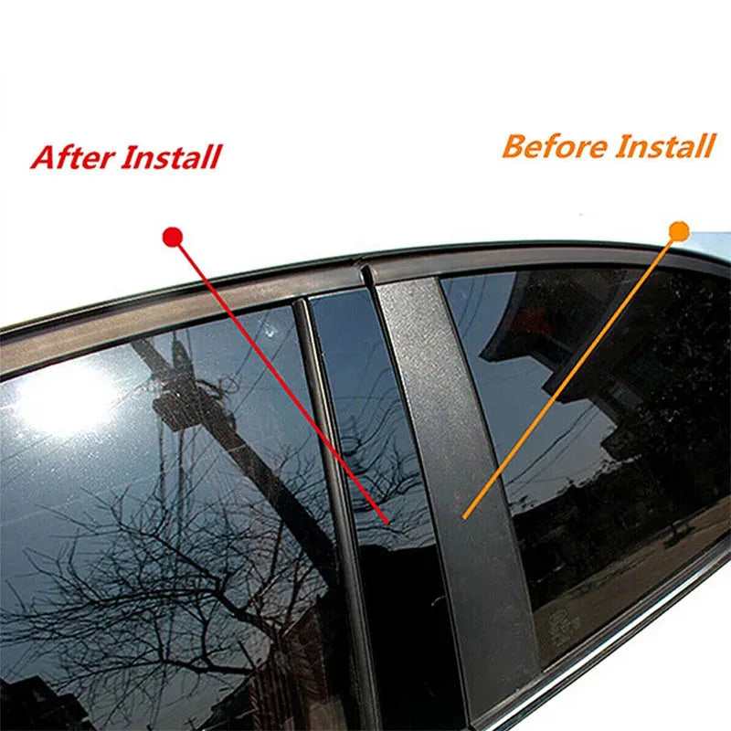 10Pcs Glossy Black Car Pillar Posts Door Window Trim Cover Kits B C Column Stickers For Volkswagen Tiguan 2016-2022 2023 2024