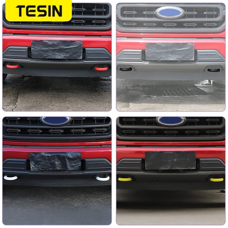 TESIN TPE Car Front Bumper Trailer Tow Hook Ring Protective Cover for Ford F150 2009-2021 2022 2023 2024 Exterior Accessories