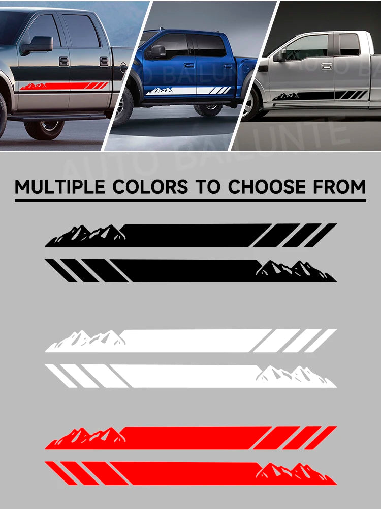 2PCS Mountain Stripes Car Door Stickers - Vinyl Side Graphics for Jeep Wrangler JL JK TJ (2007-2022)