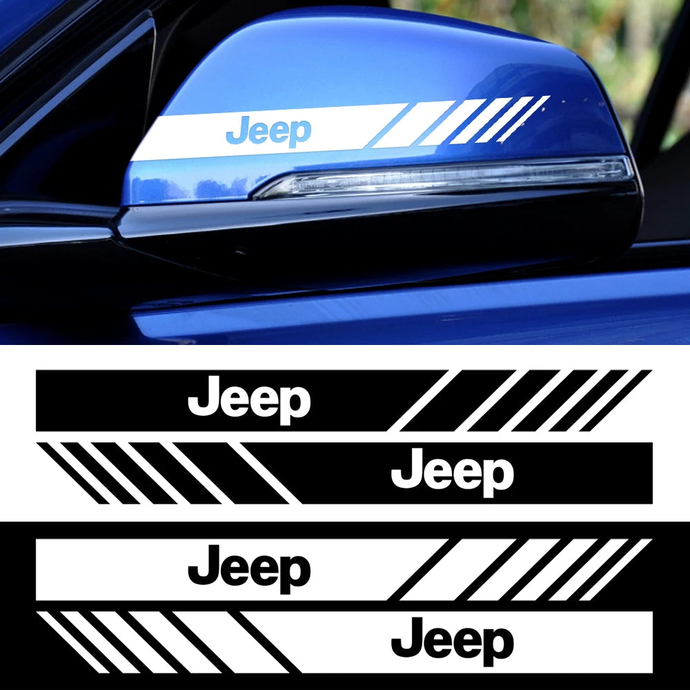 Rearview Mirror & Body Badge Emblem Decal for Jeep Renegade | 2-Piece Vinyl Sticker Set