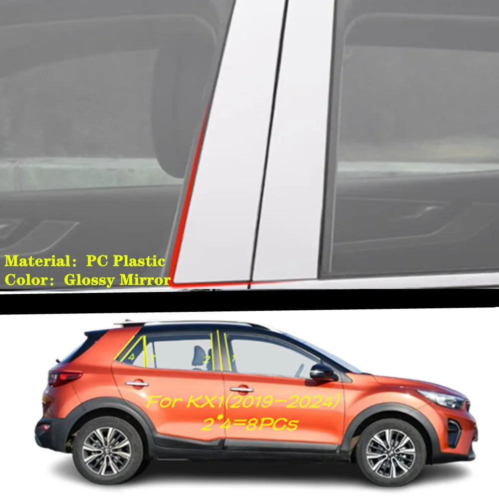For Kia Stonic/KX1 2017 2018 2019 2020-2024 Car TPU/Glossy Mirror Pillar Post Cover Door Trim Window Molding Sticker Accessories