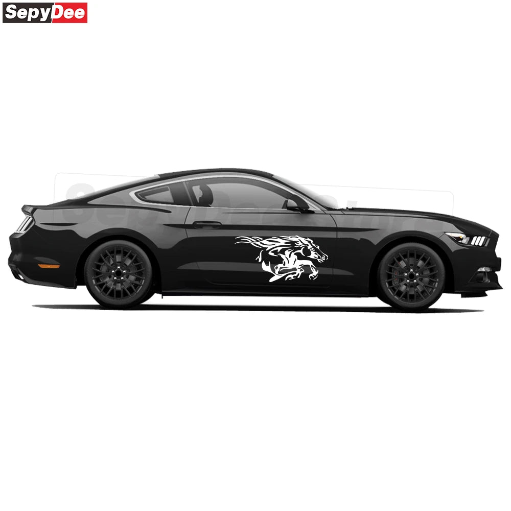 Running Horse Side & Rear Fender Decal | 2-Piece Vinyl for Mustang, Challenger, Porsche & Ford