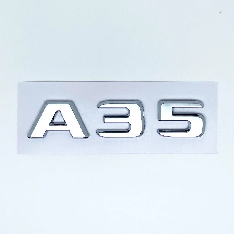 A35 Turbo 4MATIC Silver/Black Letters Emblem for Mercedes-Benz AMG | Fender / Trunk Badge