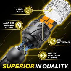 AUXITO T15 W16W Canbus LED | Yellow/White Backup Reverse Bulb 2-Pack
