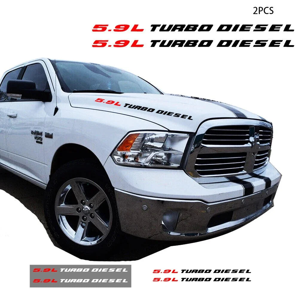 2pcs Truck Hood Vinyl Decals Car Stickers 5.9L Turbo Diesel Emblem for Dodge RAM 1500 2500 3500  car accessories