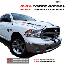Load image into Gallery viewer, 5.9L Turbo Diesel Hood Emblem Decal for Dodge RAM 1500 / 2500 / 3500 | 2-Piece Vinyl Sticker