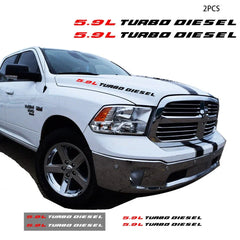 2pcs Truck Hood Vinyl Decals Car Stickers 5.9L Turbo Diesel Emblem for Dodge RAM 1500 2500 3500  car accessories
