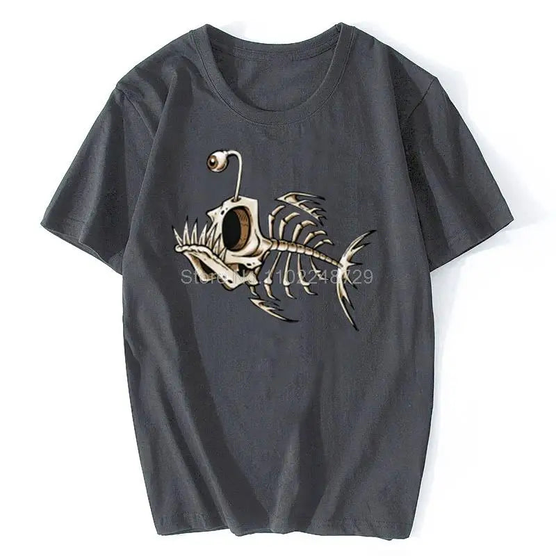 Bonefish Skull Fishing T-Shirt – Funny Deep Sea Angler Tee for Men, Cotton Short Sleeve