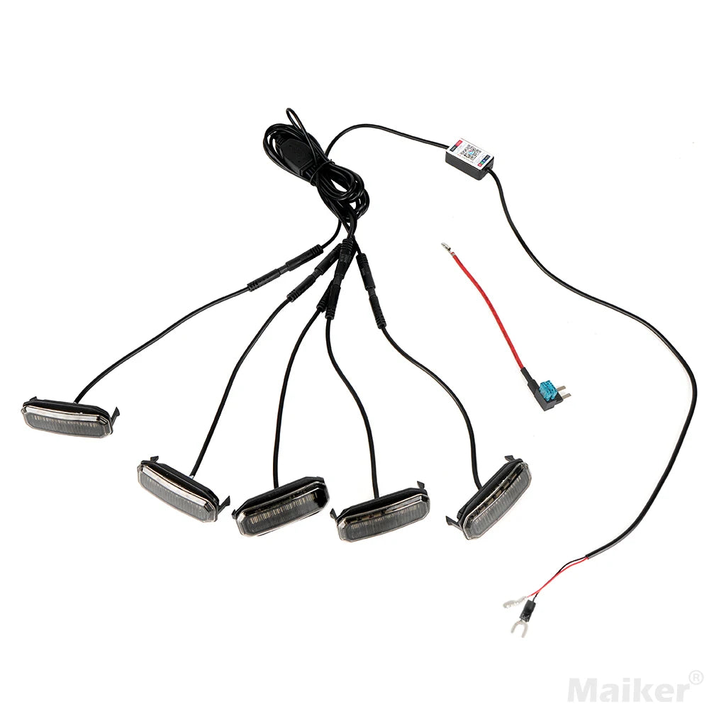 MAIKER RGB LED Front Grille Lights For 2024-2025 Jeep Wrangler JL JLU JT Original Factory Grille, 5PCS RGB Exterior Grill Lamp