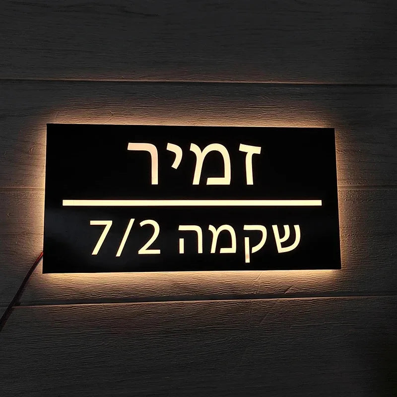 Custom LED House Number Sign Backlit Crystal Base Luminous Acrylic Logo Sign Home Entrance Door Plate for Villa Apartment Decor