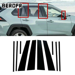 Fit For Toyota RAV4 2019 2020 2021 2022 2023 Glossy Piano Black Pillar Posts Window Decor Door Side Mouliding Trim Cover