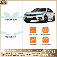 Precut PPF for Honda Civic Sedan (2022–2024) | TPU Headlight & Mirror Paint Protection Film