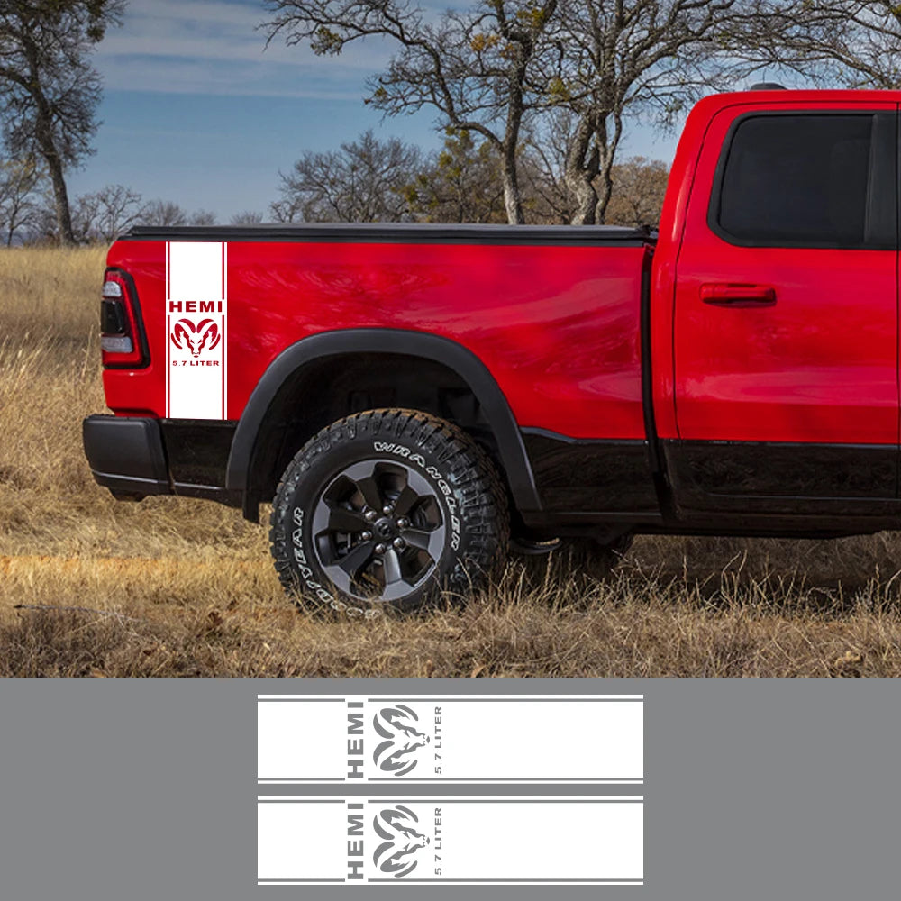 Back Door & Side Decal for Dodge RAM 1500 / 2500 HEMI Rebel 5.7L | Custom Vinyl Truck Sticker