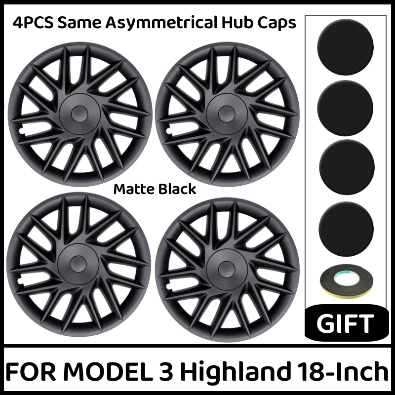 18" Performance Hub Cap Wheel Covers for Tesla Model 3 Highland (2024) | 4-Piece Replacement Set