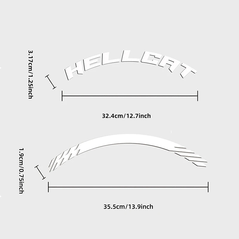 HELLCAT 3D Tire Letter Stickers for 4 Tires | 8pc Waterproof PVC