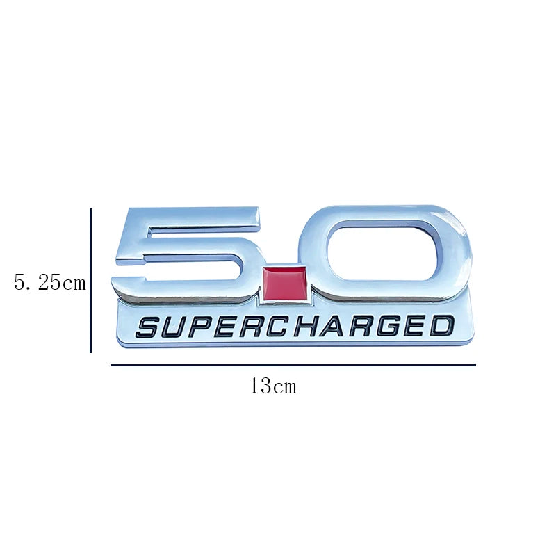 3D Metal 5.0 Supercharged Fender & Trunk Badge | Ford Mustang Styling Emblem