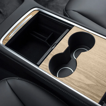 Load image into Gallery viewer, Center Console Panel Sticker for Tesla Model 3 / Model Y (2021–2023) | Wood Grain &amp; Carbon Fiber Film