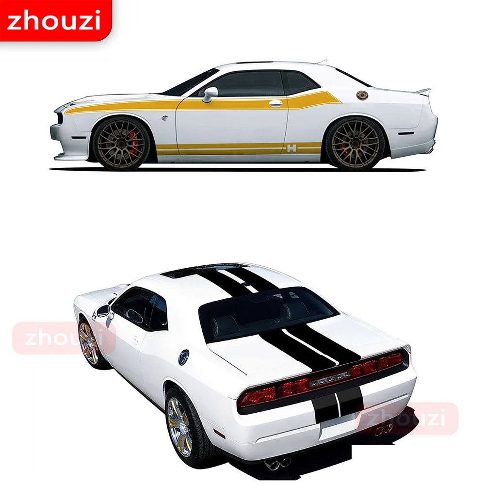 Dodge Challenger 2008-2020 Racing Stripe Kit - Side Door, Hood, Rear, and Side Skirt Decals