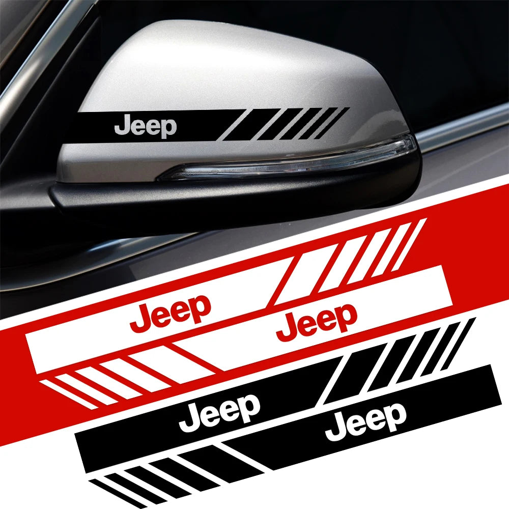 Rearview Mirror & Body Badge Emblem Decal for Jeep Renegade | 2-Piece Vinyl Sticker Set
