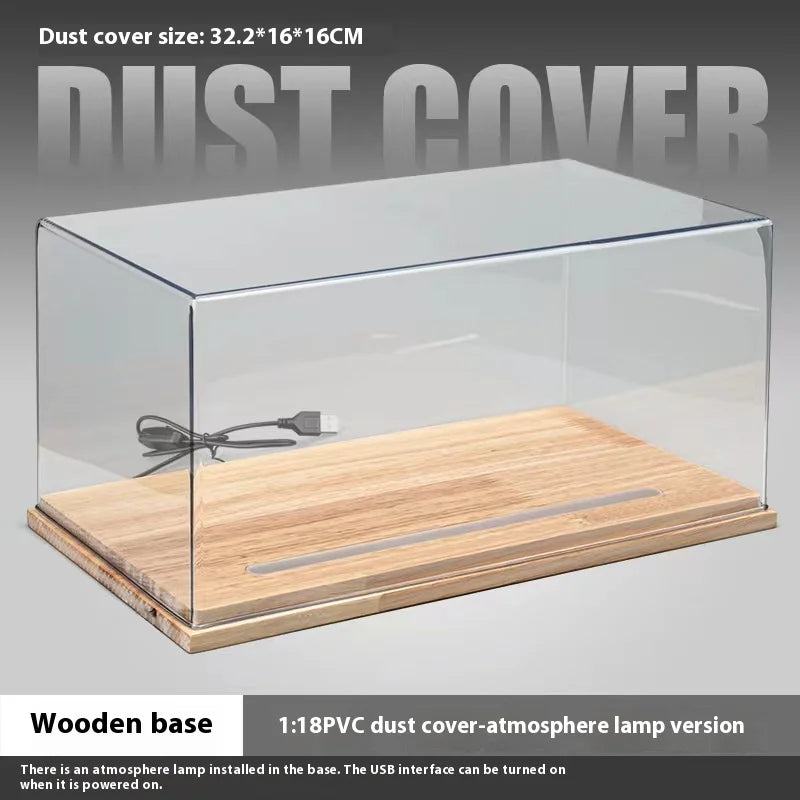 1:18 Car Model Base PVC Dust Cover Lighted Transparent Display Box Bookshelf Decoration Present For Boys Home Decor Kids Toys