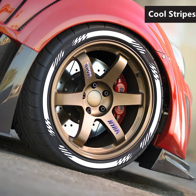 3D Tire & Rim Wall Blade Stickers | White/Red/Yellow OLPAY Tyre Decal
