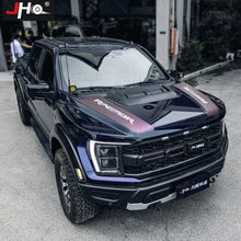 Load image into Gallery viewer, JHO Carbon Grain Front Bonnet &amp; Side Hood Stripe for Ford F-150 Raptor | Engine Vinyl