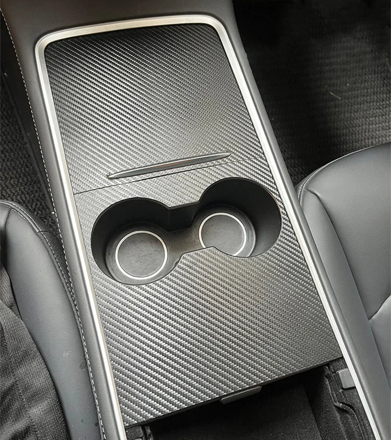 For Tesla Model 3 Y 2021-2023 Center Console Panel Sticker Wood Grain Film Carbon Central Control Cover Car Interior Accessories
