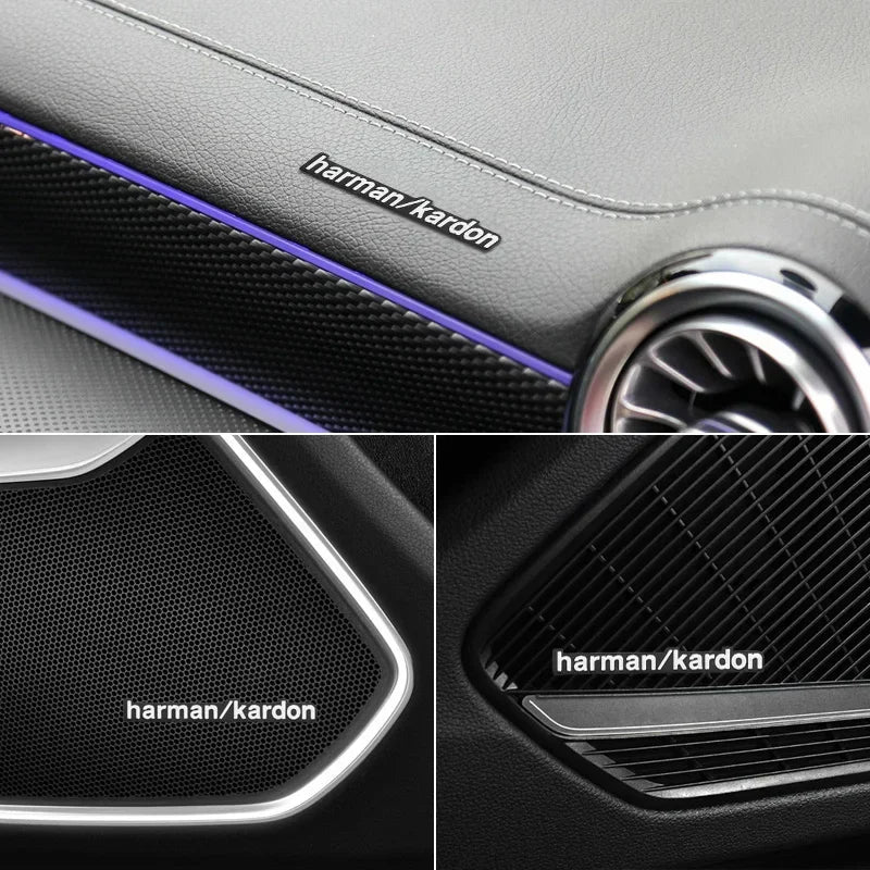 Harman Kardon 3D Aluminum Sticker Decal for Mercedes-Benz / BMW / Land Rover / Volvo | Speaker Badge
