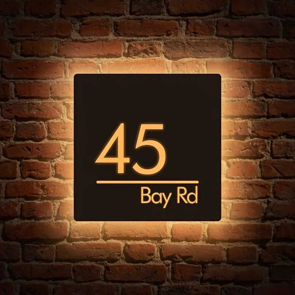 Custom LED House Number Sign Backlit Crystal Base Luminous Acrylic Logo Sign Home Entrance Door Plate for Villa Apartment Decor