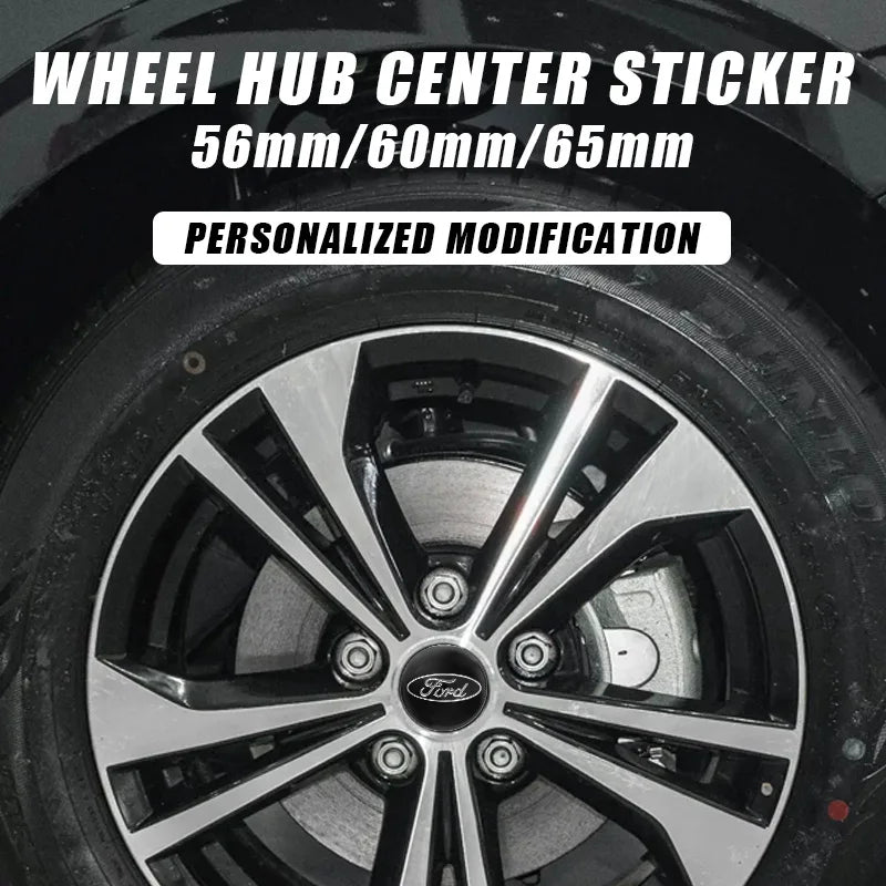 Wheel Center Hub Cap Cover Badge Stickers for Ford F-150 / Focus | 4-Piece 65mm / 60mm / 56mm