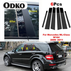 6Pcs Car Pillar Posts Door Window Trim Cover for Mercedes ML-Class W164 2006 2007 2008 2009 2010 2011 BC Column Sticker